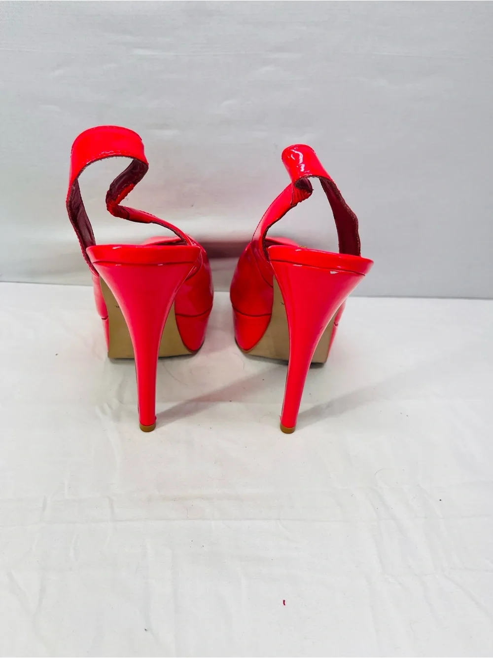 Steven By Steve Madden Bright Red Patent Slingback Peep-Toe Heels